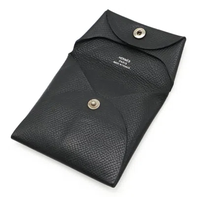 Pre-owned Hermes Black Epsom Leather Coin Purse/coin Case ()