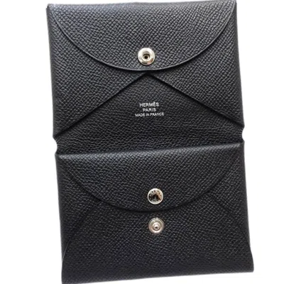 Pre-owned Hermes Black Epsom Leather Coin Purse/coin Case ()