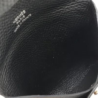 Pre-owned Hermes Black Epsom Leather Coin Purse/coin Case ()