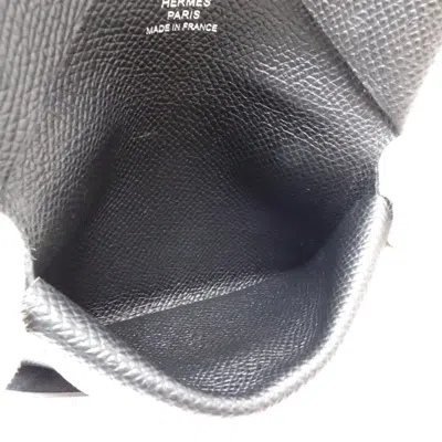 Pre-owned Hermes Black Epsom Leather Coin Purse/coin Case ()