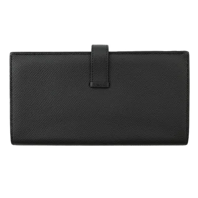 Pre-owned Hermes Black Epsom Leather Long Wallet (bi-fold) ()