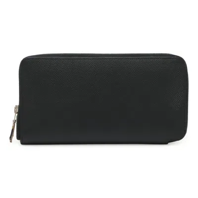Pre-owned Hermes Black Epsom Leather Silk Long Wallet (bi-fold) ()