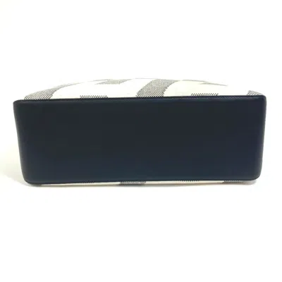 Pre-owned Hermes Black Gray White Canvas Swift Leather Handbag Tote Bag ()