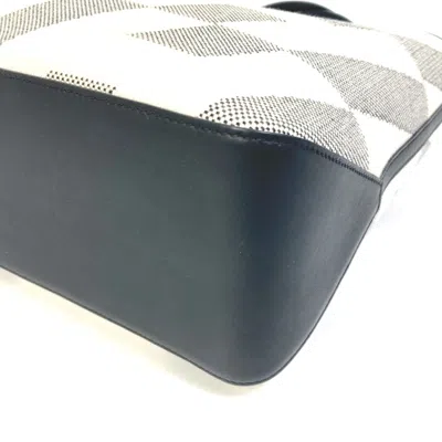 Pre-owned Hermes Black Gray White Canvas Swift Leather Handbag Tote Bag ()