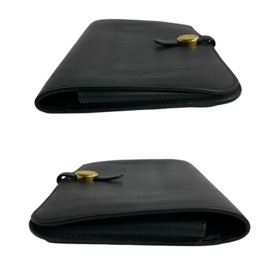 Pre-owned Hermes Black Swift Leather Long Wallet (bi-fold) ()