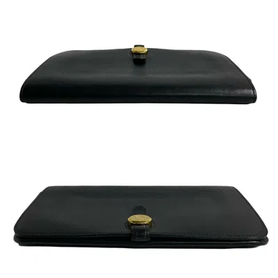 Pre-owned Hermes Black Swift Leather Long Wallet (bi-fold) ()