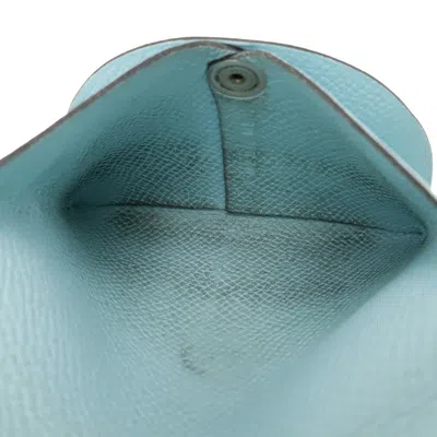 Pre-owned Hermes Blue Atoll Mint Blue Epsom Leather Coin Purse/coin Case ()