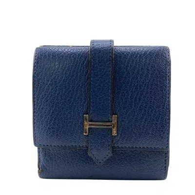 Pre-owned Hermes Blue Epsom Leather Wallet (tri-fold) ()