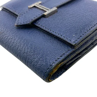 Pre-owned Hermes Blue Epsom Leather Wallet (tri-fold) ()