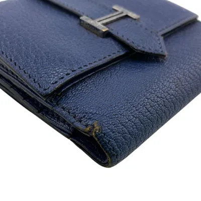 Pre-owned Hermes Blue Epsom Leather Wallet (tri-fold) ()