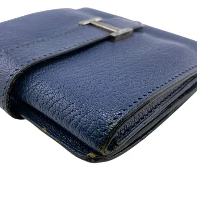 Pre-owned Hermes Blue Epsom Leather Wallet (tri-fold) ()