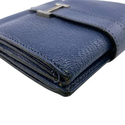 Pre-owned Hermes Blue Epsom Leather Wallet (tri-fold) ()