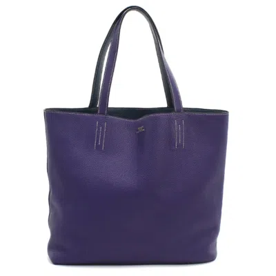 Pre-owned Hermes Blue Taurillon Clemence Leather Tote Bag ()