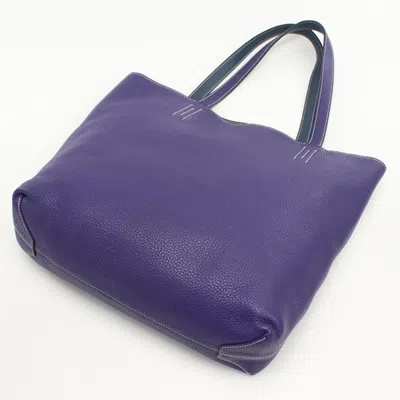 Pre-owned Hermes Blue Taurillon Clemence Leather Tote Bag ()