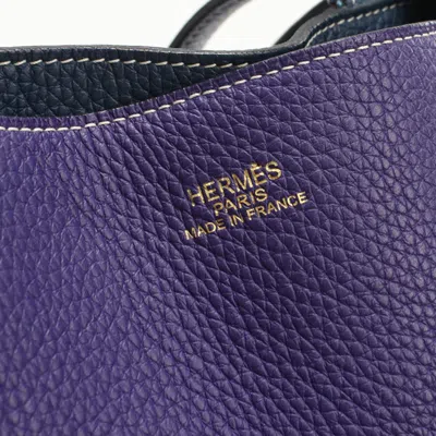 Pre-owned Hermes Blue Taurillon Clemence Leather Tote Bag ()