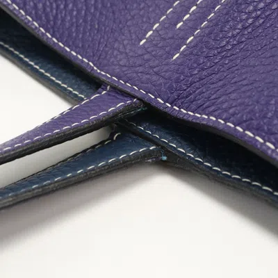 Pre-owned Hermes Blue Taurillon Clemence Leather Tote Bag ()