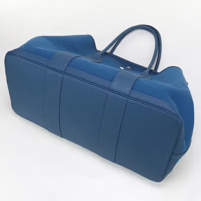 Pre-owned Hermes Blue Toile Officier Negonda Leather Tote Bag ()