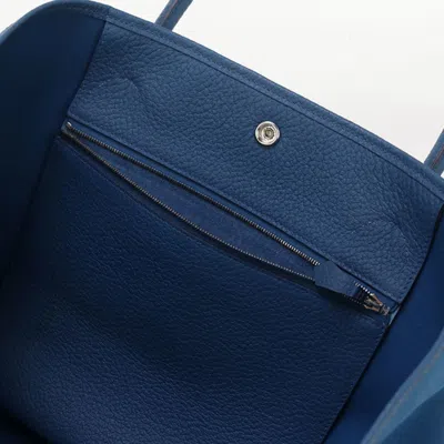 Pre-owned Hermes Blue Toile Officier Negonda Leather Tote Bag ()