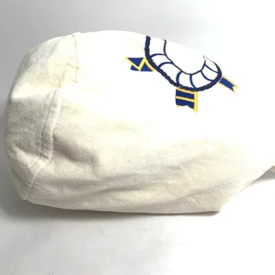 Pre-owned Hermes Blue White Cotton Shoulder Bag () In Multi