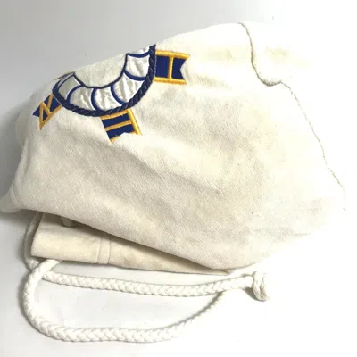 Pre-owned Hermes Blue White Cotton Shoulder Bag () In Multi