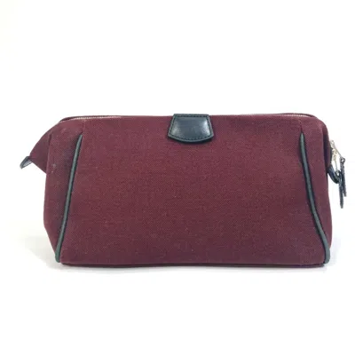 Pre-owned Hermes Bordeaux Canvas Clutch Bag Pouch () In Burgundy