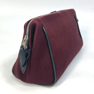 Pre-owned Hermes Bordeaux Canvas Clutch Bag Pouch () In Burgundy