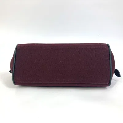 Pre-owned Hermes Bordeaux Canvas Clutch Bag Pouch () In Burgundy