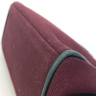 Pre-owned Hermes Bordeaux Canvas Clutch Bag Pouch () In Burgundy