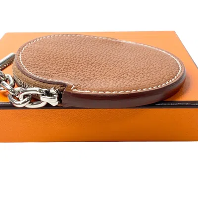Pre-owned Hermes Brown Barenia Leather Coin Purse/coin Case ()