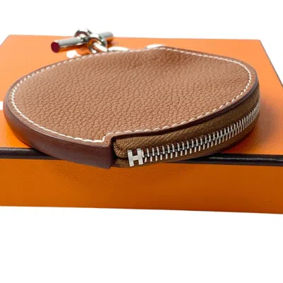 Pre-owned Hermes Brown Barenia Leather Coin Purse/coin Case ()