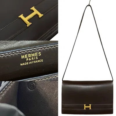 Pre-owned Hermes Brown Box Calf Leather Shoulder Bag ()