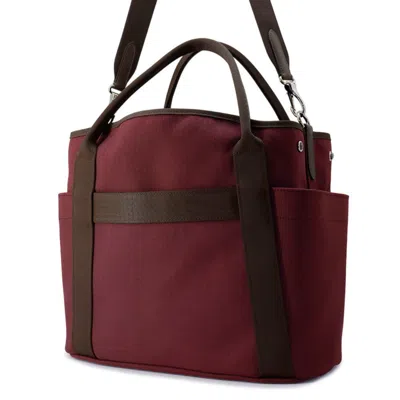 Pre-owned Hermes Chocolat Rouge H Toile Chevron Canvas Handbag Shoulder Bag Tote Bag ()