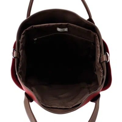 Pre-owned Hermes Chocolat Rouge H Toile Chevron Canvas Handbag Shoulder Bag Tote Bag ()