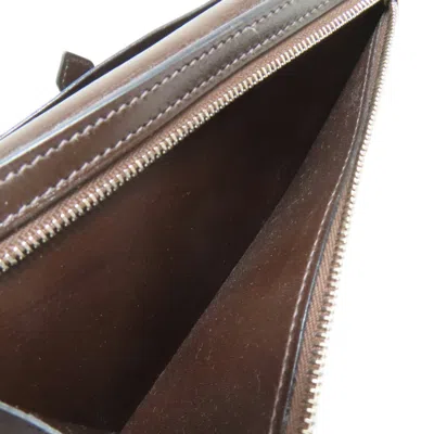 Pre-owned Hermes Dark Brown Box Calf Leather Long Wallet (bi-fold) ()