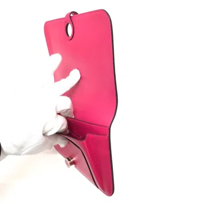 Pre-owned Hermes Dogon Pink Leather Long Wallet (bi-fold) ()