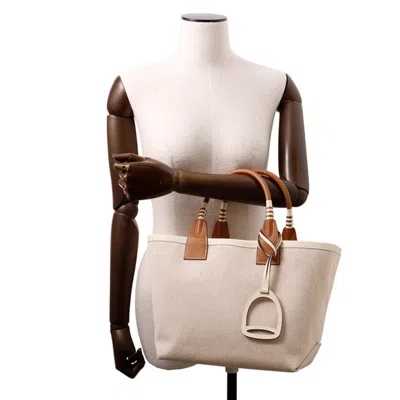 Pre-owned Hermes Ecru Gold Toile H Swift Leather Tote Bag ()