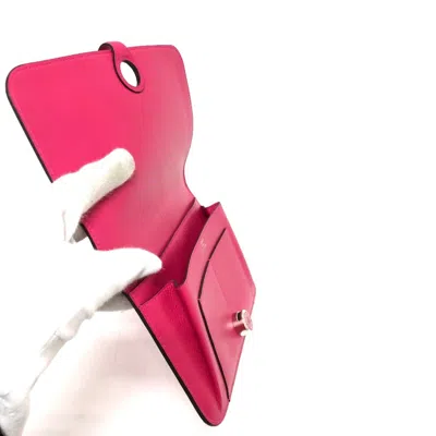 Pre-owned Hermes Dogon Pink Leather Long Wallet (bi-fold) ()