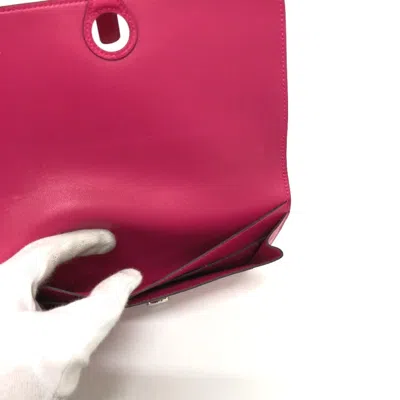 Pre-owned Hermes Dogon Pink Leather Long Wallet (bi-fold) ()