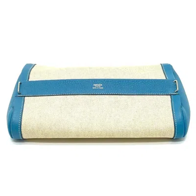 Pre-owned Hermes Equi Blue Paradise Toile H Taurillon Clemence Leather Clutch Bag Pouch ()