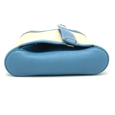 Pre-owned Hermes Equi Blue Paradise Toile H Taurillon Clemence Leather Clutch Bag Pouch ()
