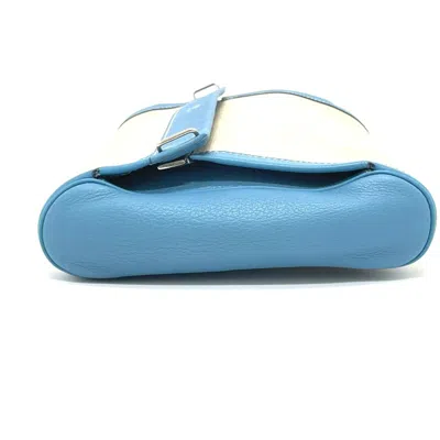 Pre-owned Hermes Equi Blue Paradise Toile H Taurillon Clemence Leather Clutch Bag Pouch ()