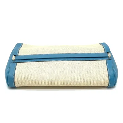 Pre-owned Hermes Equi Blue Paradise Toile H Taurillon Clemence Leather Clutch Bag Pouch ()