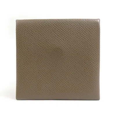Pre-owned Hermes Etoupe Gray Epsom Leather Coin Purse/coin Case ()