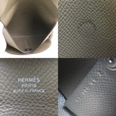 Pre-owned Hermes Etoupe Gray Epsom Leather Coin Purse/coin Case ()