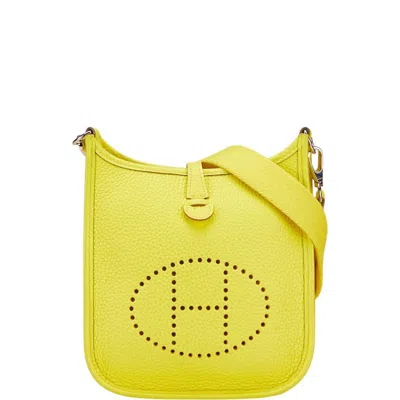 Pre-owned Hermes Evelyne Lime Taurillon Clemence Leather Shoulder Bag () In Green