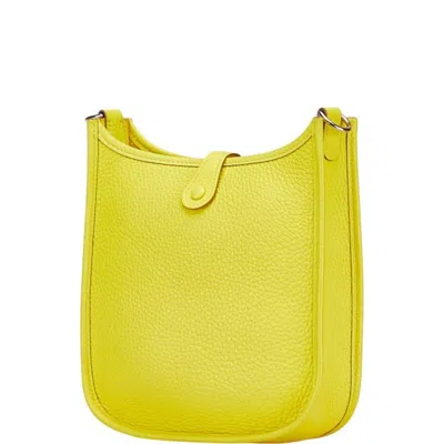 Pre-owned Hermes Evelyne Lime Taurillon Clemence Leather Shoulder Bag () In Green