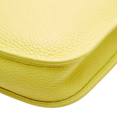 Pre-owned Hermes Evelyne Lime Taurillon Clemence Leather Shoulder Bag () In Green