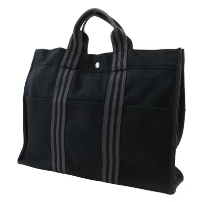 Pre-owned Hermes Fourre Tout Black Cotton Handbag Tote Bag ()