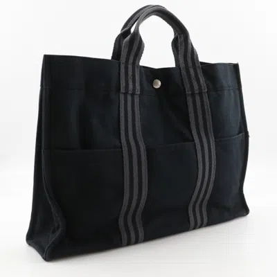 Pre-owned Hermes Fourre Tout Black Cotton Handbag Tote Bag ()