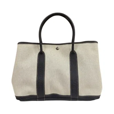 Pre-owned Hermes Garden Beige Brown Toile H Leather Tote Bag () In Multi